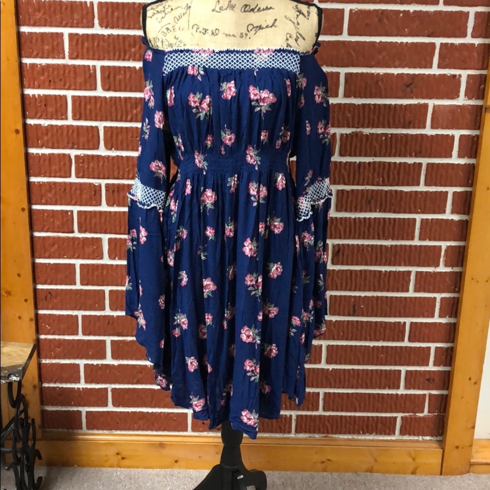 Blue off the shoulder dress